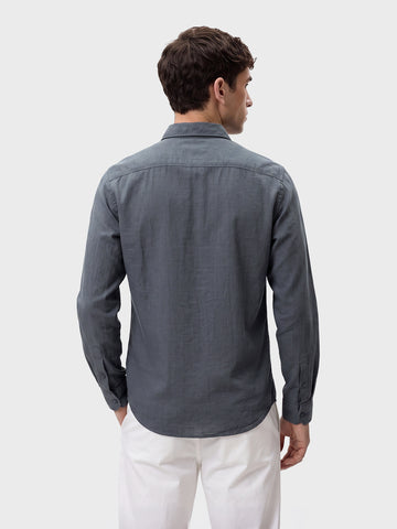 Men's Grey Slim Fit Solid Casual Shirt