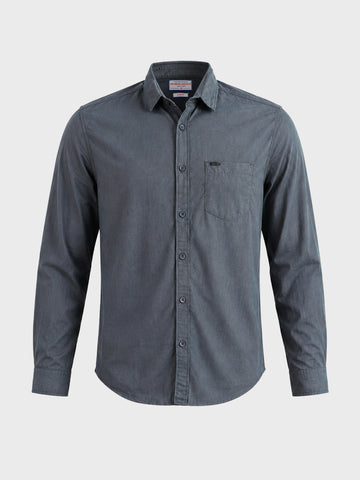 Men's Grey Slim Fit Solid Casual Shirt