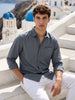 Men's Grey Slim Fit Solid Casual Shirt