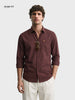 Men's Maroon Slim Fit Solid Casual Shirt