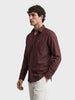 Men's Maroon Slim Fit Solid Casual Shirt