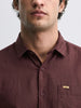 Men's Maroon Slim Fit Solid Casual Shirt