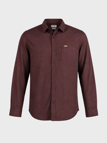 Men's Maroon Slim Fit Solid Casual Shirt