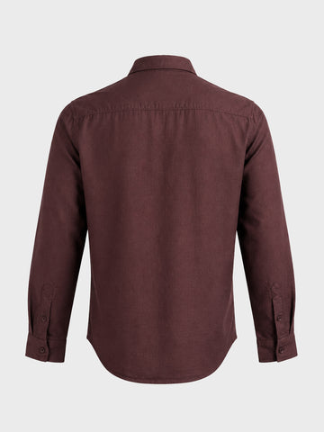 Men's Maroon Slim Fit Solid Casual Shirt