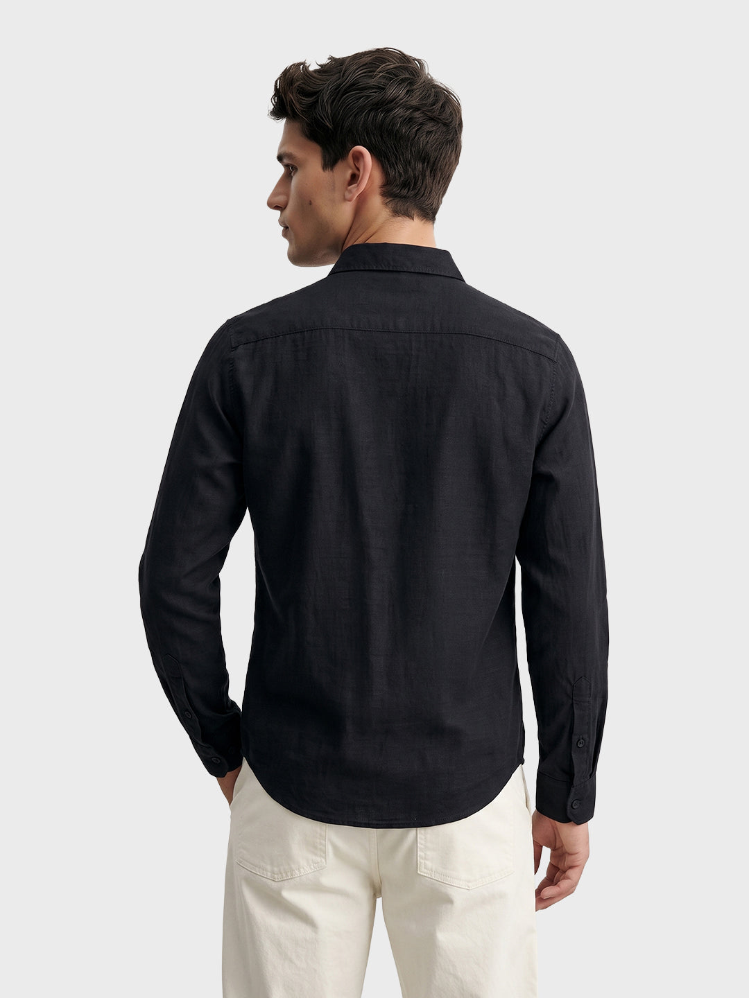 Men's Black Slim Fit Solid Casual Shirt