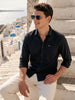 Men's Black Slim Fit Solid Casual Shirt