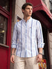 Men's White Slim Fit Striped Casual Shirt
