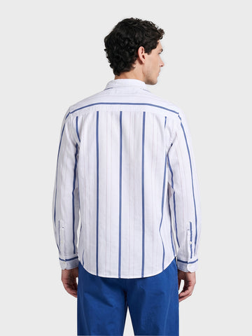 Men's White Slim Fit Striped Casual Shirt