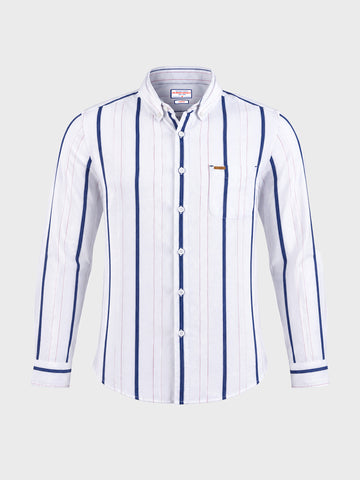 Men's White Slim Fit Striped Casual Shirt