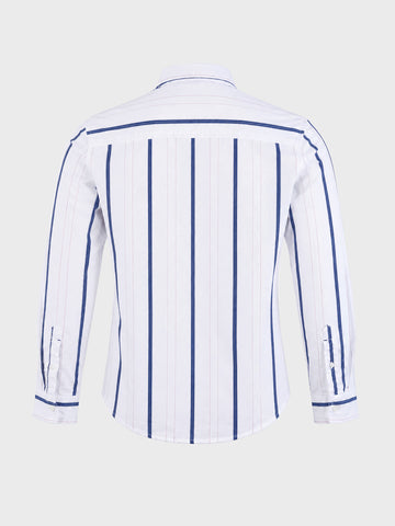 Men's White Slim Fit Striped Casual Shirt