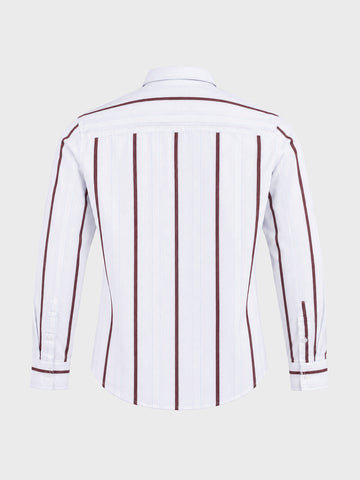 Men's White Slim Fit Striped Casual Shirt
