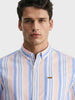 Men's Blue Slim Fit Striped Casual Shirt
