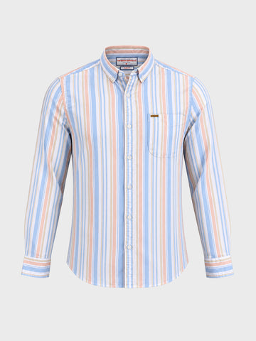 Men's Blue Slim Fit Striped Casual Shirt