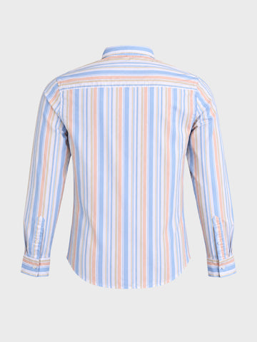 Men's Blue Slim Fit Striped Casual Shirt