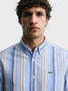 Men's Blue Slim Fit Striped Casual Shirt