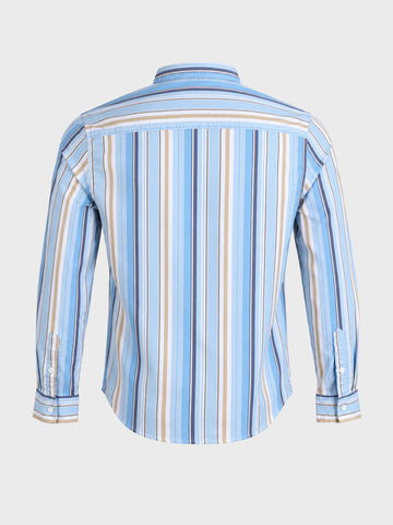 Men's Blue Slim Fit Striped Casual Shirt