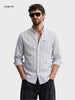 Men's Grey Slim Fit Striped Casual Shirt
