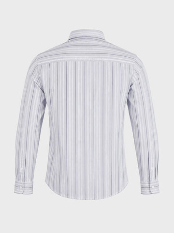 Men's Grey Slim Fit Striped Casual Shirt