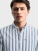 Men's Navy Blue Slim Fit Striped Casual Shirt