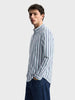 Men's Navy Blue Slim Fit Striped Casual Shirt