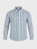 Men's Navy Blue Slim Fit Striped Casual Shirt