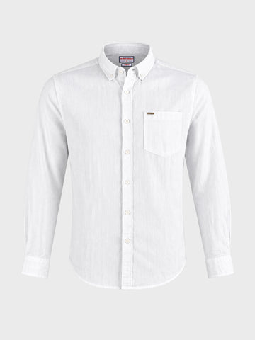 Men's White Slim Fit Striped Casual Shirt