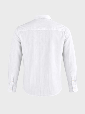 Men's White Slim Fit Striped Casual Shirt