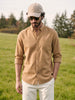 Men's Khaki Slim Fit Striped Casual Shirt