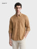 Men's Khaki Slim Fit Striped Casual Shirt