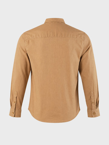 Men's Khaki Slim Fit Striped Casual Shirt