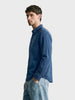 Men's Navy Slim Fit Striped Casual Shirt