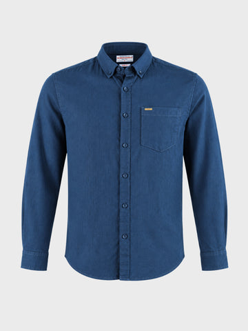 Men's Navy Slim Fit Striped Casual Shirt