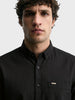 Men's Black Slim Fit Striped Casual Shirt