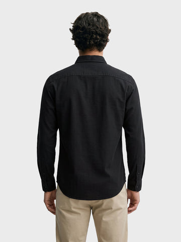 Men's Black Slim Fit Striped Casual Shirt