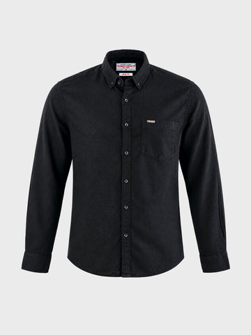 Men's Black Slim Fit Striped Casual Shirt