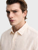 Men's Red Slim Fit Striped Casual Shirt