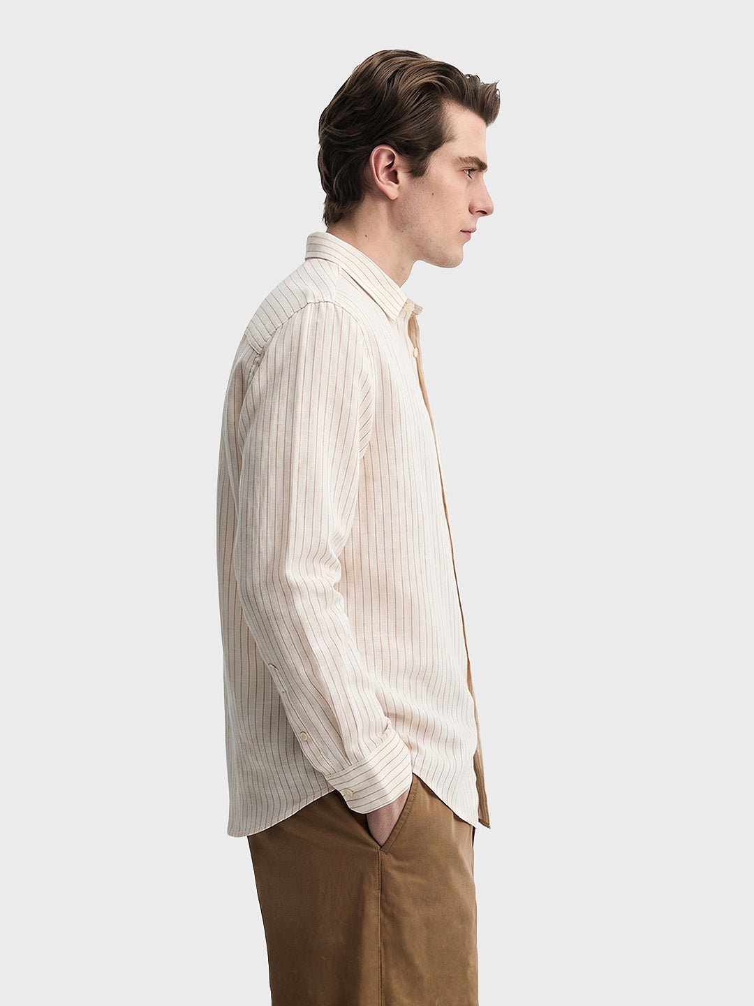Men's Red Slim Fit Striped Casual Shirt