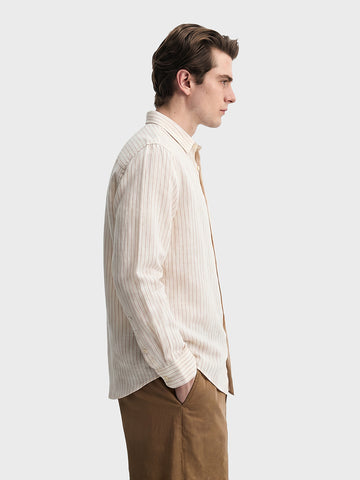 Men's Red Slim Fit Striped Casual Shirt