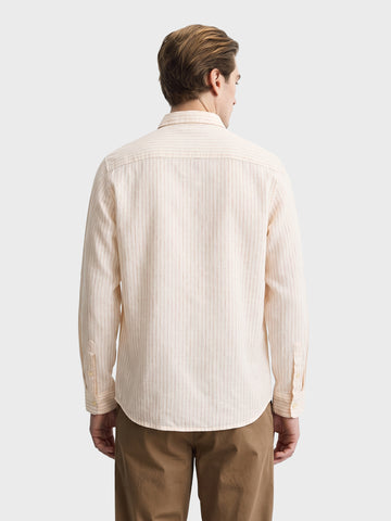 Men's Red Slim Fit Striped Casual Shirt