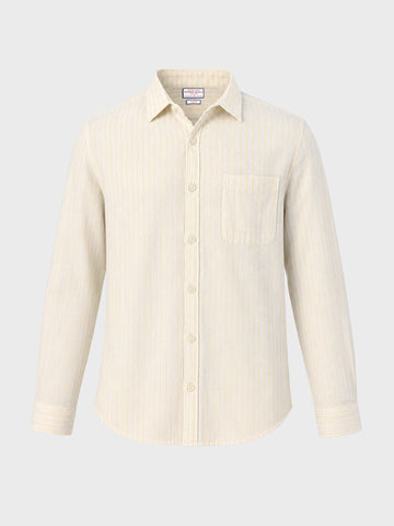 Men's Yellow Slim Fit Striped Casual Shirt