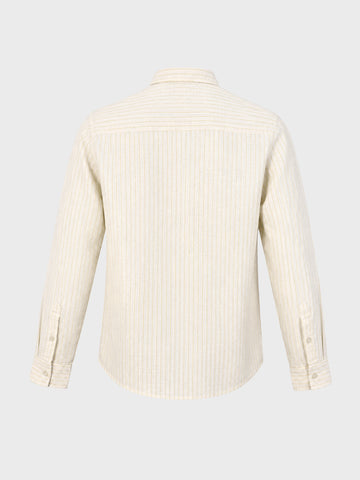 Men's Yellow Slim Fit Striped Casual Shirt