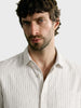 Men's Black Slim Fit Striped Casual Shirt
