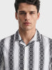 Men's Black Relaxed Fit Striped Casual Shirt