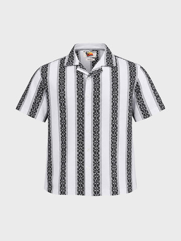 Men's Black Relaxed Fit Striped Casual Shirt