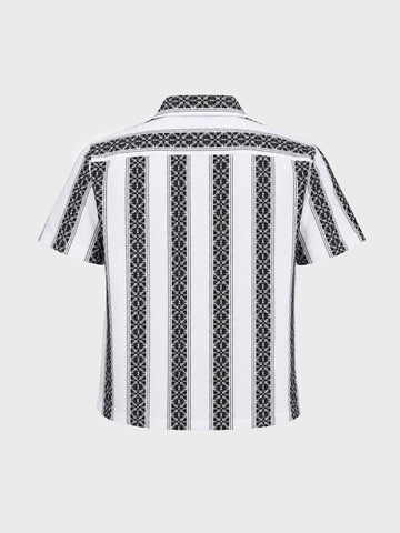 Men's Black Relaxed Fit Striped Casual Shirt