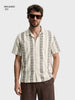 Men's Brown Relaxed Fit Striped Casual Shirt