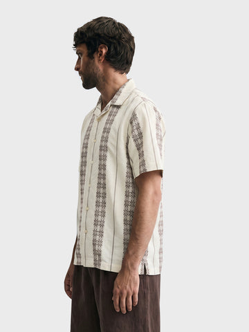 Men's Brown Relaxed Fit Striped Casual Shirt