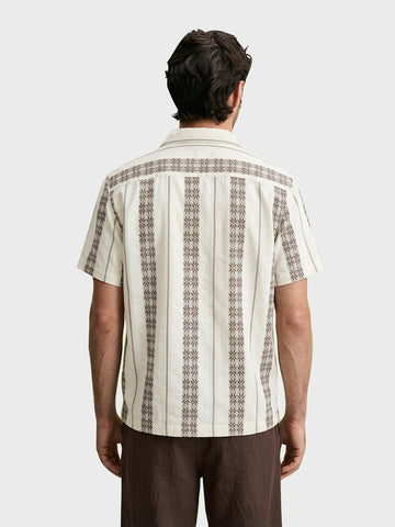 Men's Brown Relaxed Fit Striped Casual Shirt