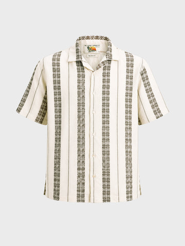 Men's Brown Relaxed Fit Striped Casual Shirt