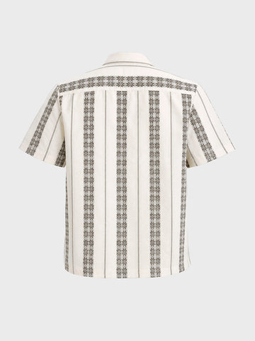 Men's Brown Relaxed Fit Striped Casual Shirt